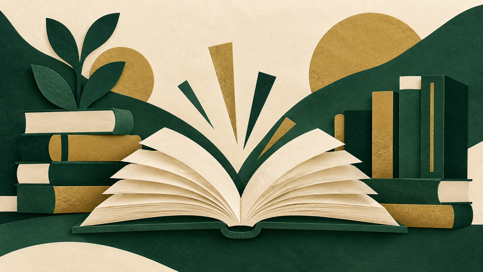 Ilustração editorial de livros e difusão do conhecimento. Crédito: Ilustração gerada por IA para Folha Nativa.